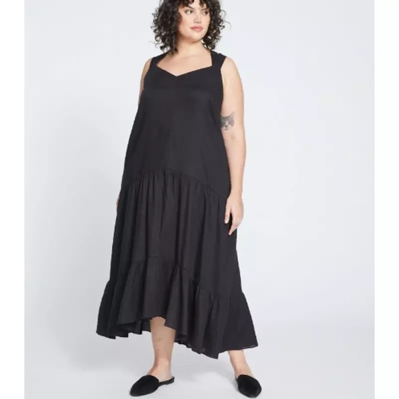 Universal Standard Dresses & Skirts - Universal Standard begonia dress linen tiered hi lo midi dress nwt